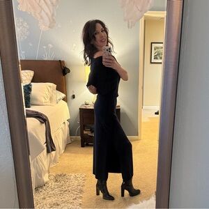 Ramy Brook “Chet” Navy Midi One Shoulder Sweater Dress